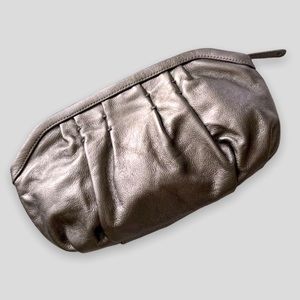 GAP clutch purse silvery taupe leather
